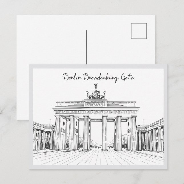 Hand drawn Berlin Brandenburg Gate Germany Postcard (Front/Back)