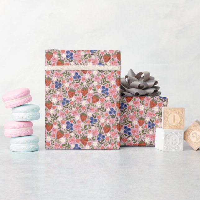 Hand Drawn Berry Pattern  Wrapping Paper Roll (Baby Shower)