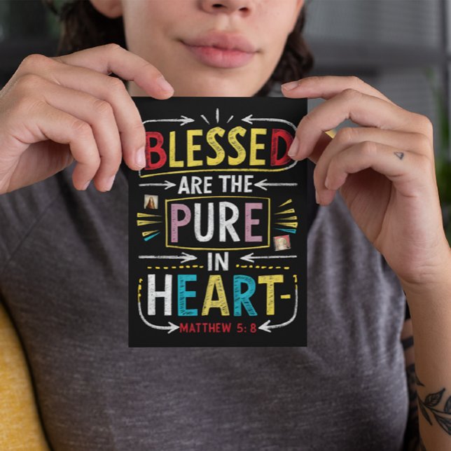 Hand-Drawn Bible Verse: Blessed Pure Heart Postcard (Creator Uploaded)