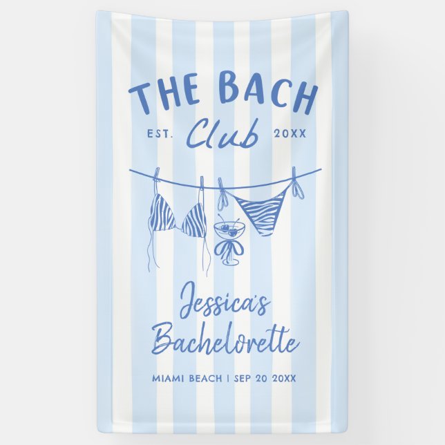 Hand Drawn Bikinis Coastal Bachelorette Weekend Banner (Vertical)