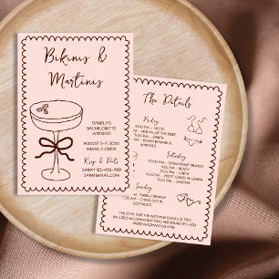  Hand Drawn Bikinis & Martinis Bachelorette Party Invitation
