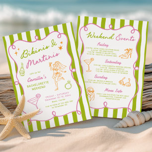 Hand Drawn Bikinis & Martinis Bachelorette Weekend Invitation