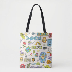 Hand-drawn biology, vintage illustration tote bag