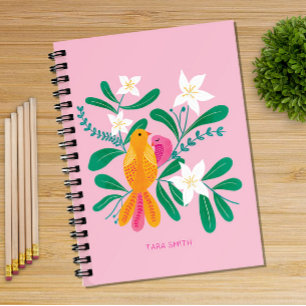 Hand Drawn Bird and Floral Notebook
