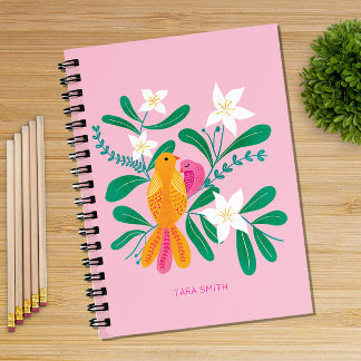 Hand Drawn Bird and Floral Notebook