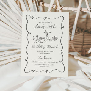 Hand Drawn Birthday Brunch Squiggle Frame Invitation