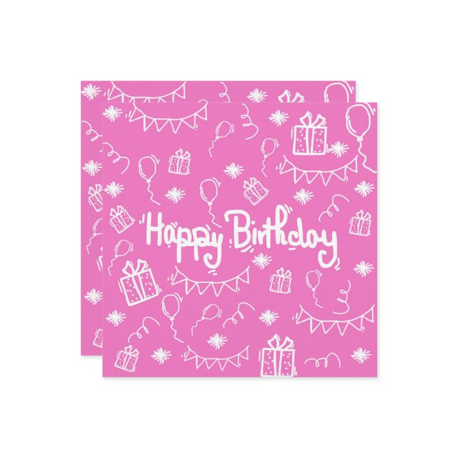 hand drawn birthday invitation card (Front/Back In Situ)