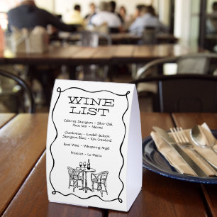 Hand Drawn Bistro Cafe Wine List