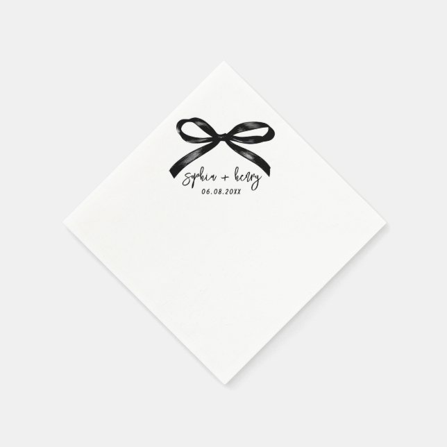 Hand Drawn black Bow Simple Cocktail Wedding  Napk Napkin (Corner)