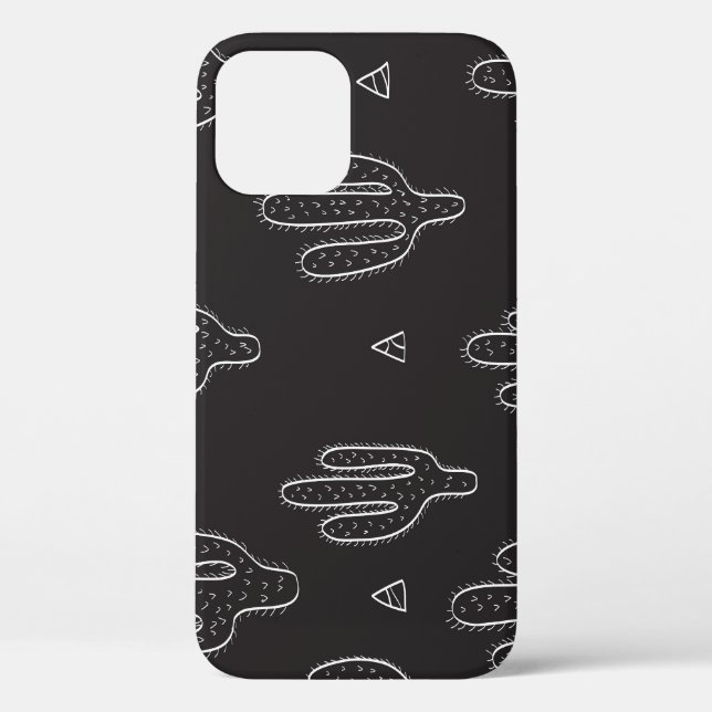 Hand Drawn Black Cactus Pattern Case-Mate iPhone Case (Back)