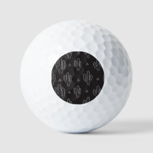 Hand Drawn Black Cactus Pattern Golf Balls