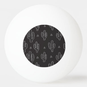 Hand Drawn Black Cactus Pattern Ping Pong Ball