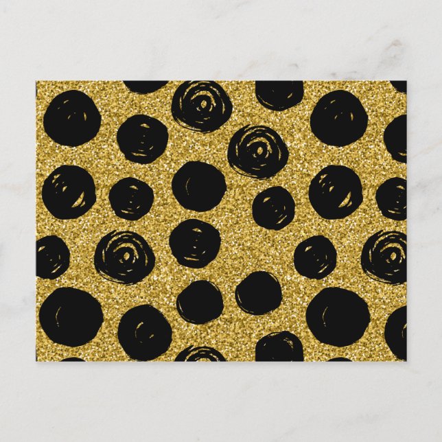 Hand Drawn Black Circle on Golden Background Postcard (Front)