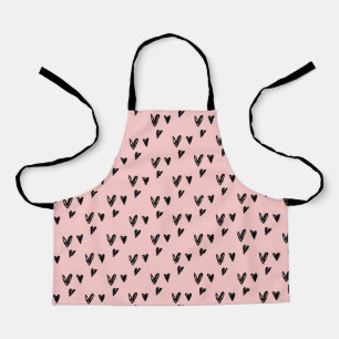 Hand drawn black hearts on custom colour Blush Apron