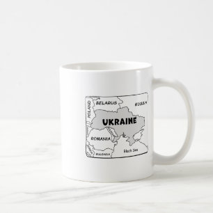 Hand-drawn Black Line Map Of Ukraine And Neighbori Coffee Mug