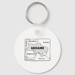 Hand-drawn Black Line Map Of Ukraine And Neighbori Key Ring