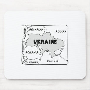 Hand-drawn Black Line Map Of Ukraine And Neighbori Mouse Pad