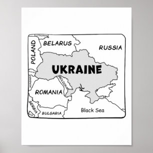 Hand-drawn Black Line Map Of Ukraine And Neighbori Poster