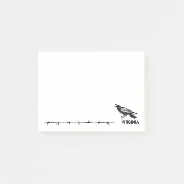 Hand-Drawn, Black Raven Post-it Notes (Front)