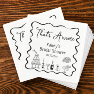 Hand Drawn Black Thats Amore Bridal Shower  Napkin