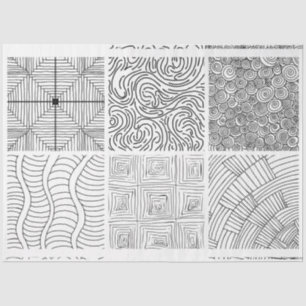 Hand Drawn Black White Patterns for Arts & Crafts Tissue Paper