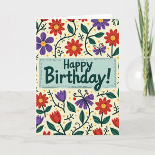 Hand Drawn Bloom Birthday Card
