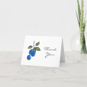 Hand Drawn Blue Berries 3 Thank You Card