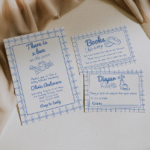 Hand Drawn Blue Bun In The Oven Cupid Baby Shower