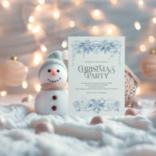 Hand-Drawn Blue Christmas Party Invitation