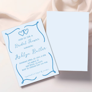 Hand Drawn Blue Frame Bridal Shower Invitation