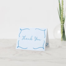 Hand Drawn Blue Frame Bridal Shower Thank You Card