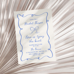 Hand Drawn Blue Frame Ribbon Bridal Shower Invitation