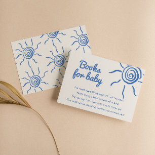Hand Drawn Blue Here Comes The Son Book Request Enclosure Card