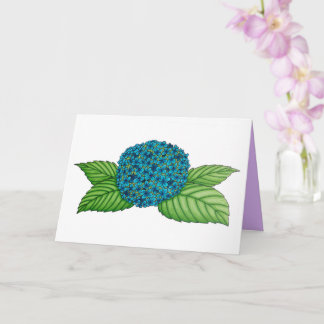 Hand-drawn blue hydrangea flower birthday card