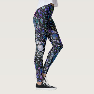 Hand-Drawn Blue, Purple & Black Circles, Crazy Leggings