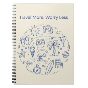 Hand-drawn Blue Summer Travel Vacation Doodles Notebook