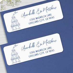 Hand Drawn Blue Wedding Return Address Label