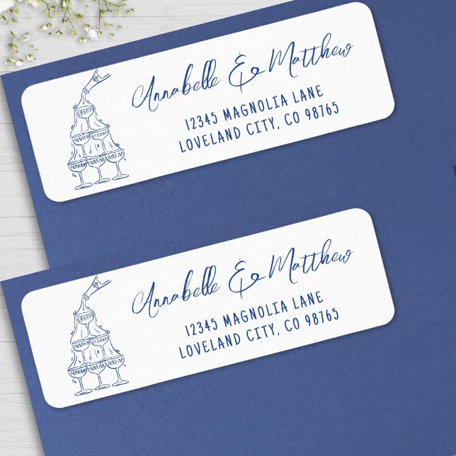 Hand Drawn Blue Wedding Return Address Label (Hand Drawn Blue Wedding Return Address label )