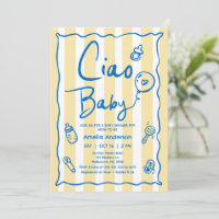 Hand Drawn Blue Yellow Ciao Baby Baby Shower