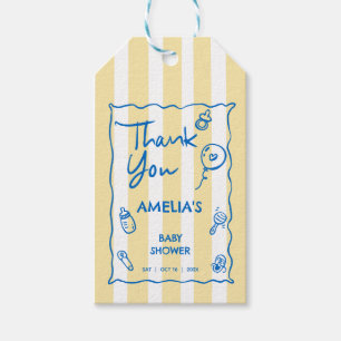 Hand Drawn Blue Yellow Ciao Baby Thank You Tag