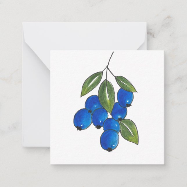 Hand Drawn Blueberries Card (Front)