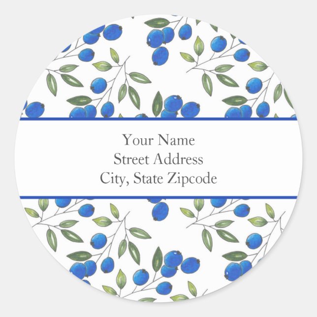 'Hand Drawn Blueberries Pattern' Labels (Front)