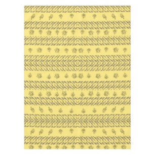 Hand-Drawn Boho Floral Geometric Lines in Mustard Tablecloth
