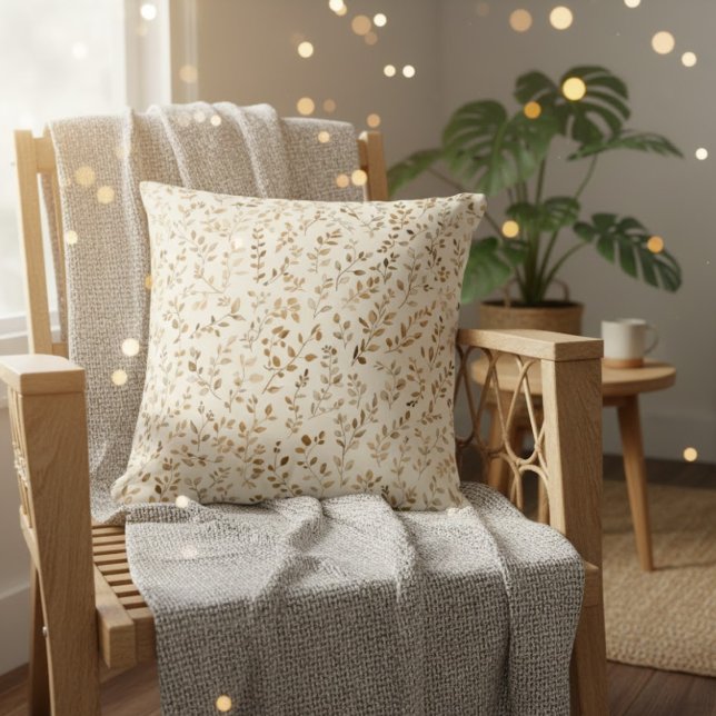 Hand Drawn Boho Leaf Pattern Cushion (Creator Uploaded)