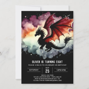 Hand Drawn Bold Dragon Birthday Celebration Invitation