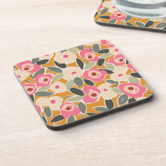 Hand-Drawn Bold Inky Floral Pattern- Sunlit Meadow Coaster