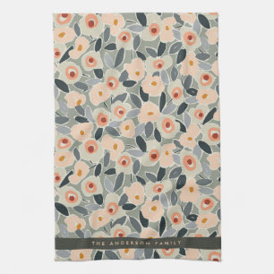 Hand-Drawn Bold Inky Floral Pattern- Sunlit Meadow Tea Towel