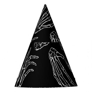 Hand-Drawn Bones, Engraving Style Background. Party Hat