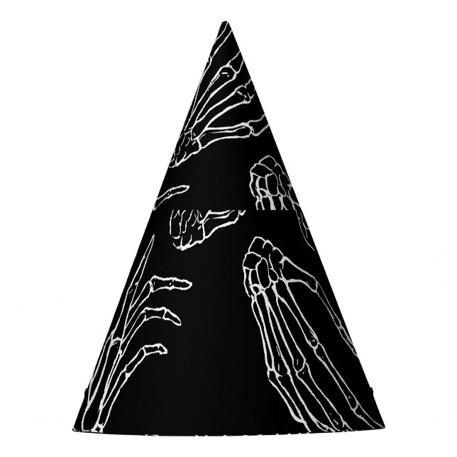 Hand-Drawn Bones, Engraving Style Background. Party Hat (Front)