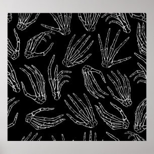 Hand-Drawn Bones, Engraving Style Background. Poster